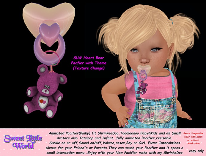 SLW Heart Bear Pacfier with Theme