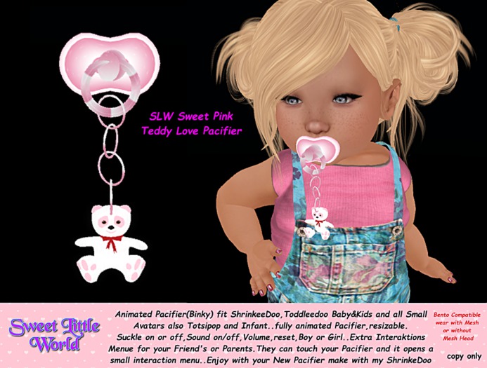 SLW Sweet Pink Teddy Love Pacifier