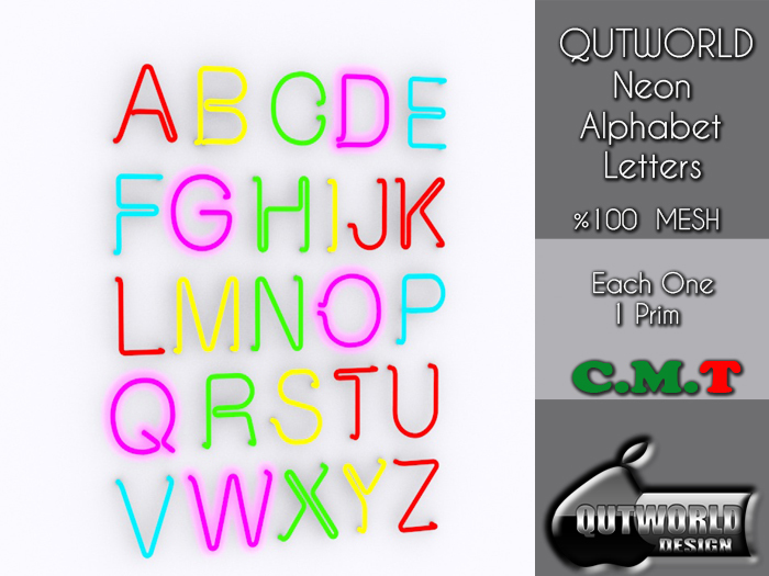.::QUTWORLD Neon Alphabet Letters::.NT Unpack (ADD)