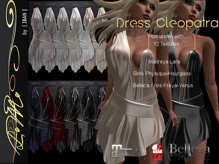 [ IBAN ] //109 MESH DRESS CLEOPATRA wHUD all colors MAITREYA SLINK