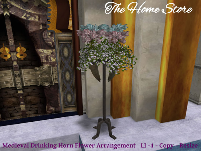 THS - Mesh Medieval Drinking Horn Flower Arrangement 