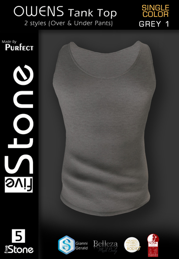 Five STONE OWENS Tank Top  Single B Grey 1