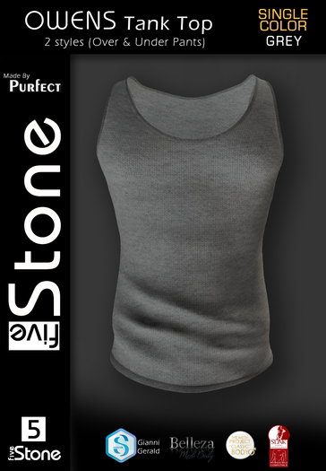 Five STONE OWENS Tank Top  Single A Grey