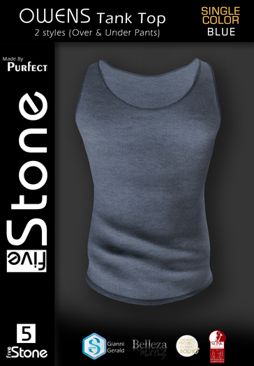Five STONE OWENS Tank Top Single A Blue