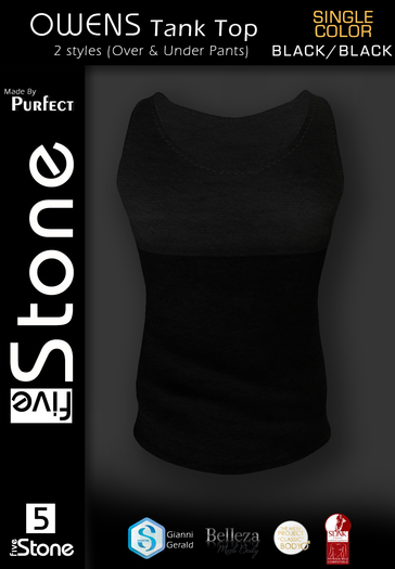 Five STONE OWENS Tank Top BLACK / BLACK