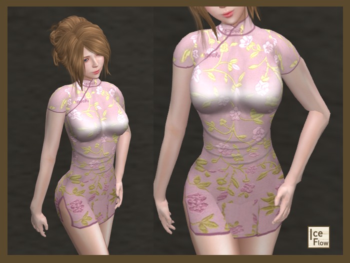 *Ice Flow* AF06 Pink Chinese Cheongsam with High Heels