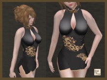 *Ice Flow* AF36 Dragon Chinese Cheongsam - Black (with High Heels)