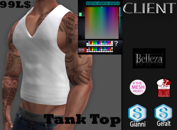 CLIENT Tank Top  new with Hud Color