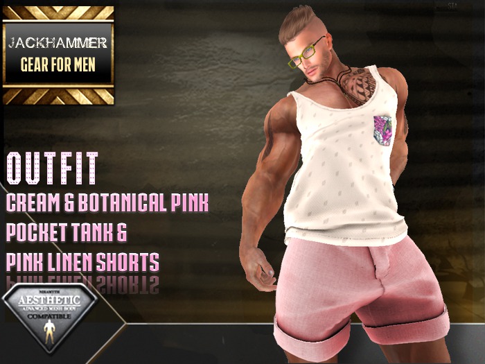 Outfit  - Cream & Pink Pocket Tank & Pink Linen Shorts