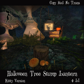 *(FFC)* Halloween Tree Stump Lantern - Kitty BOXED.