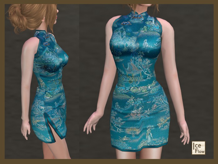 *Ice Flow* AF40 Chinese cheongsam - Blue