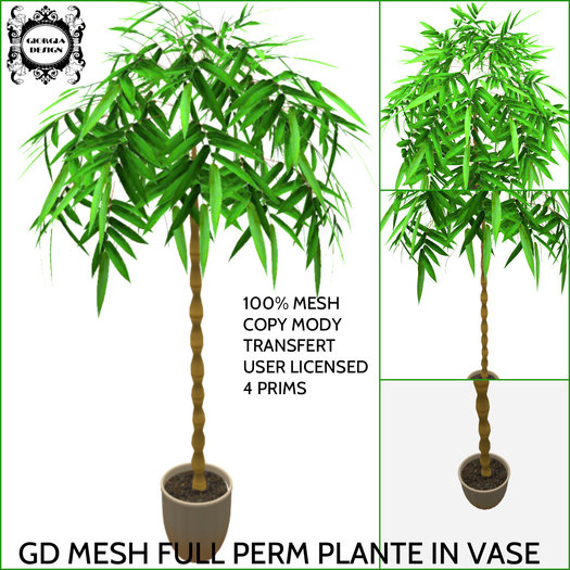 GD MESH FULL PERM PLANT IN VASE