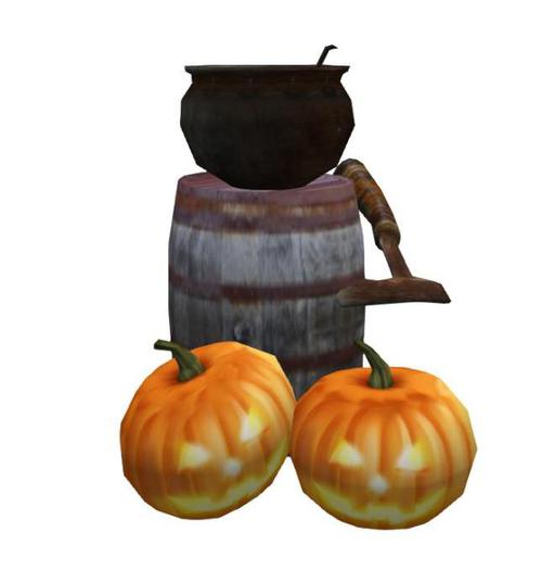 Mesh Halloween Cauldron & Pumpkins (Limited Quantities)