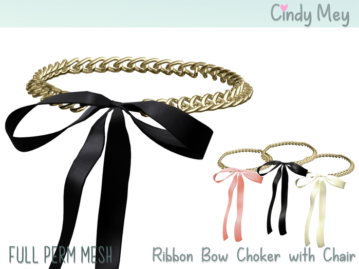 A5 CM Ribbon Bow Choker with Chain