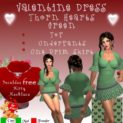 Thorn Valentine Hearts Green Dress