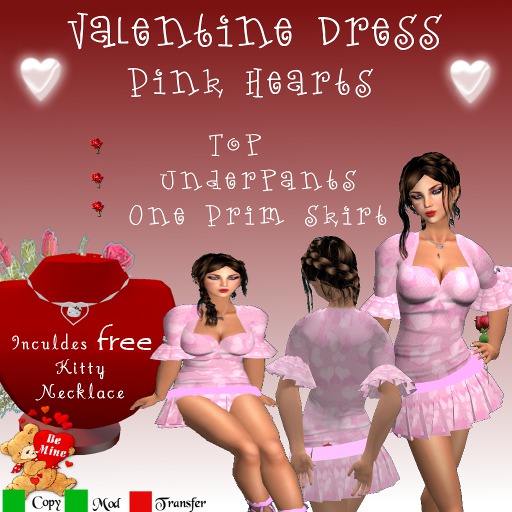 Pink Hearts Valentine Dress Gift Bag