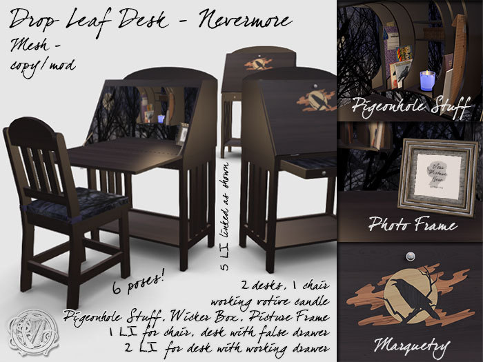R(S)W Drop Leaf Desk - Nevermore