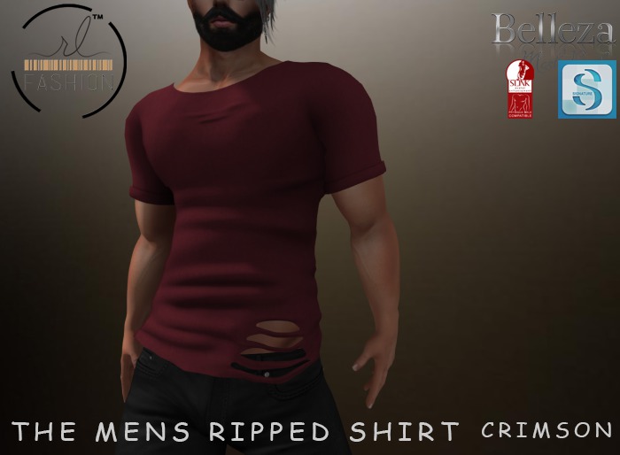 RL- The Mens Ripped Shirt Crimson