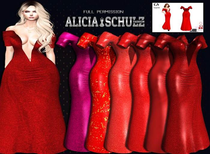 [Alicia Schulz] Texture for GV21858 Off Shoulder Deep Clea RED