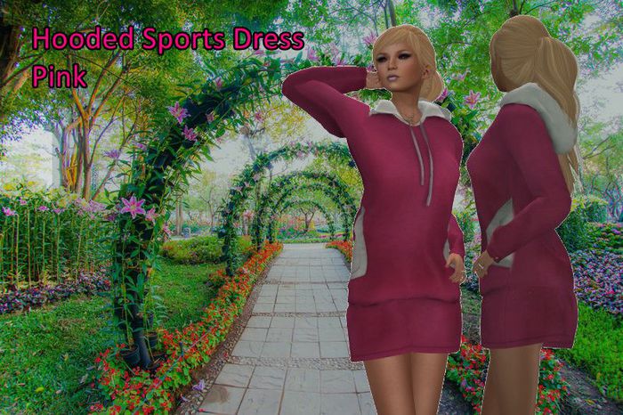 AMC Hooded Sports Dress Pink Mesh