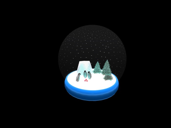 Mesh Snow Globe With Penguins&animated snowflakes,resizeable