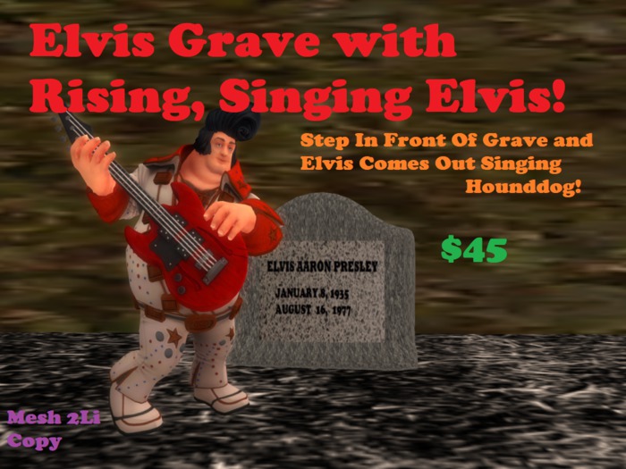 Elvis Grave with Rising Elvis Playing Music