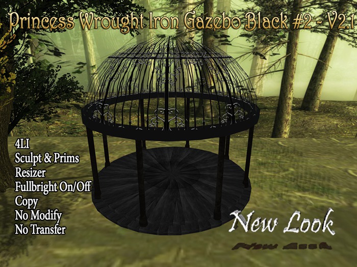 Princess Wrought Iron Gazebo - V2.1 Black #2 - 4 Prims (Copy)