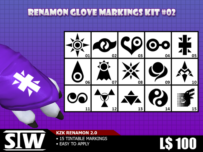 [STW] Renamon Glove Markings Kit #02