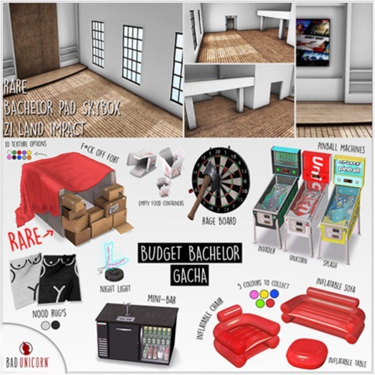 [Bad Unicorn] 'Pink' Inflatable Table 'Budget Bachelor Set'