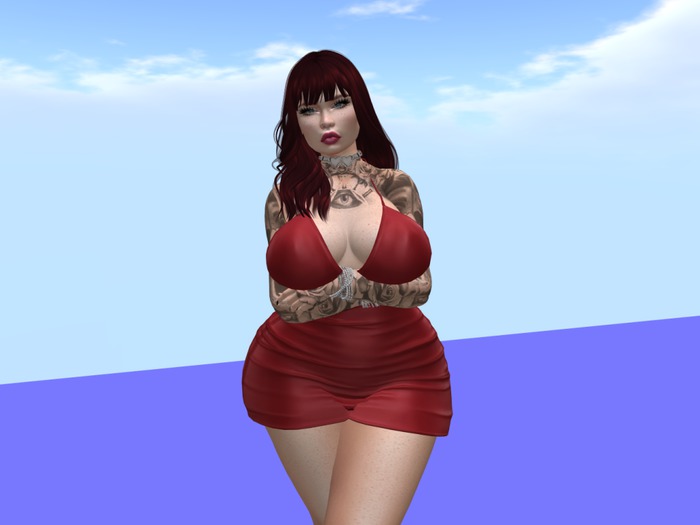 Blueberry #29-Energy-Common-Solid Dress-Red 