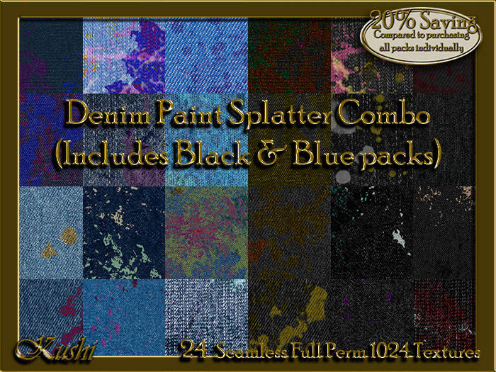 Denim Paint Splatter Combo Textures