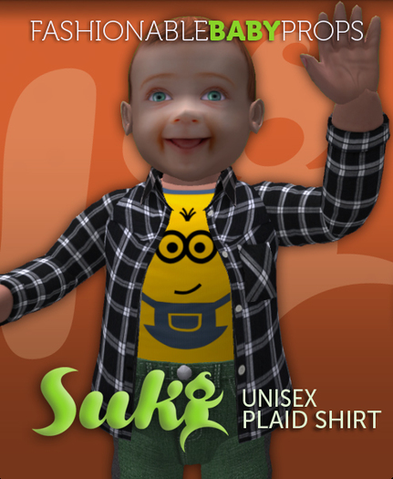 SUKI. Unisex Plaid Shirt. Black