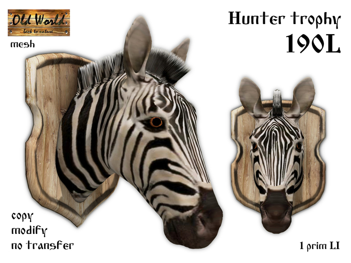 Hunter trophy - Zebra - Old World - Rustic / Medieval Decorations