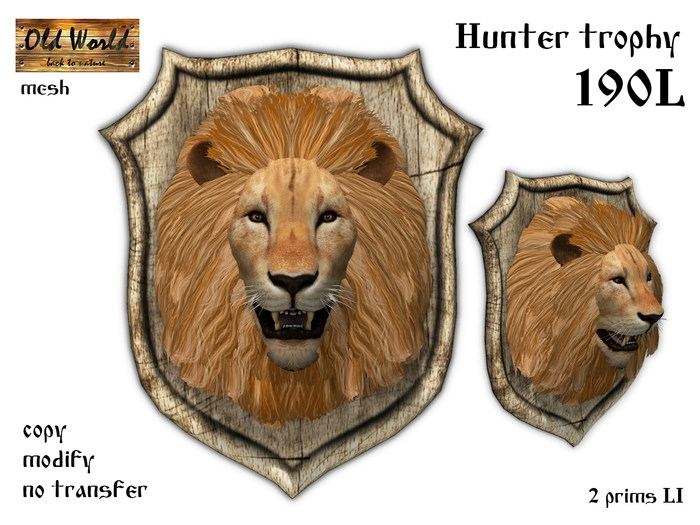 Hunter trophy - Lion - Old World - Rustic / Medieval Decorations