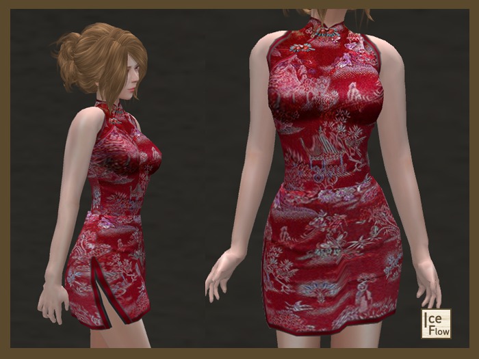 *Ice Flow* AF60 Chinese cheongsam - Red