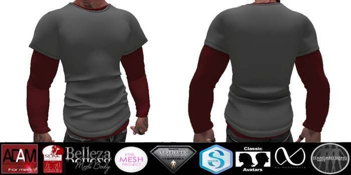 Grey Overshirt & Red Undershirt