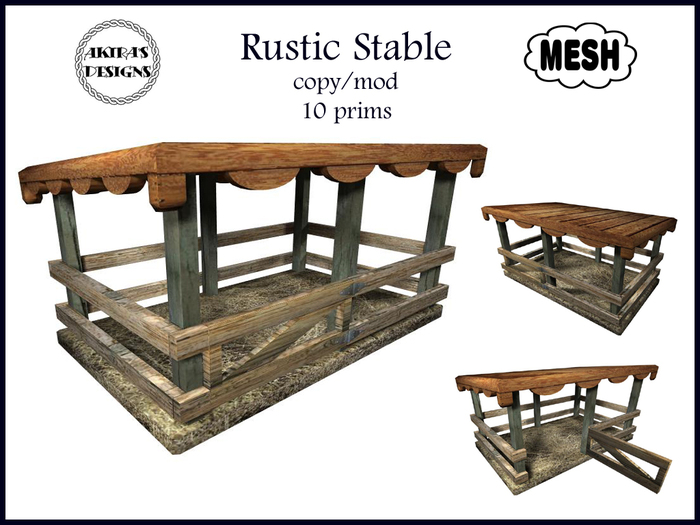 Rustic Stable by Akira Kinomis - MESH stable for your breedables with working gate.