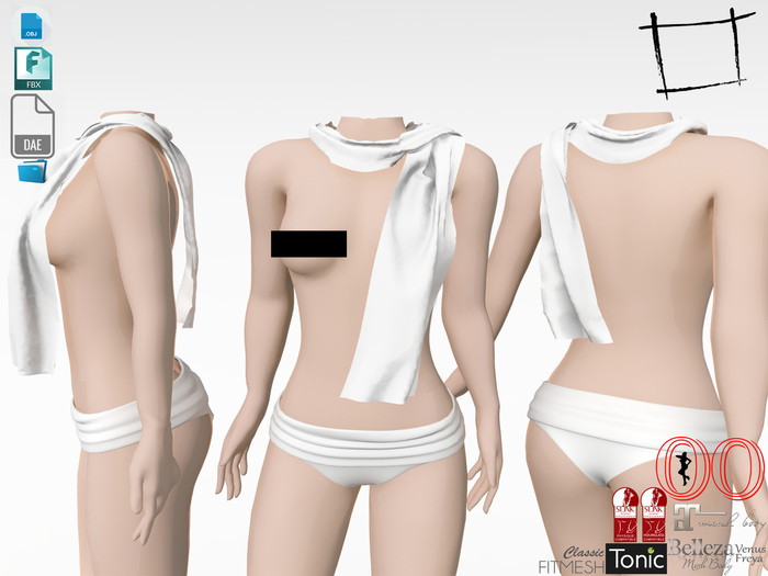 Dae Obj FBX Women's Scarf Style 4 Maitreya, Slink, Belleza, Tonic