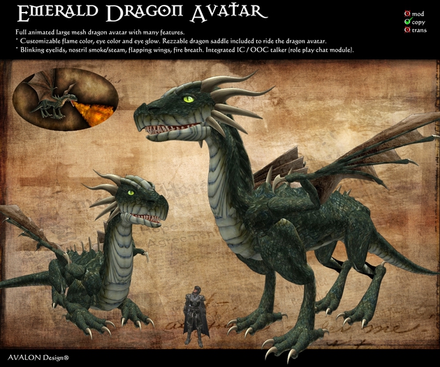 < Avalon Dragon Avatar  - Emerald Dragon >