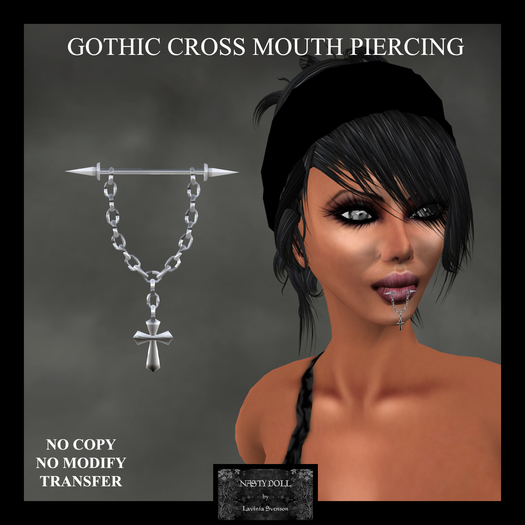 NASTY DOLL - GOTHIC CROSS MOUTH PIERCING 