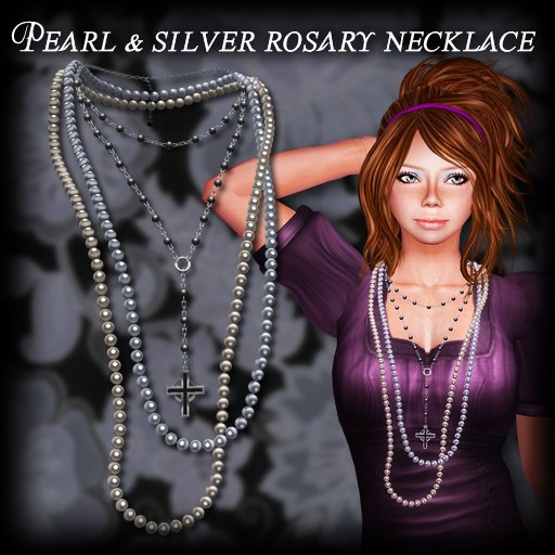 Pearl & silver rosary necklace