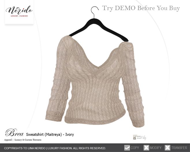~Nerido~ Brea Sweatshirt (Maitreya)-Ivory