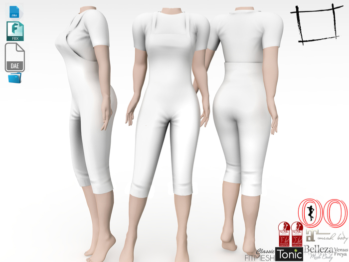 Dae Obj FBX Women's Womens Capri Style Bibs With Tshirt Outfit Maitreya