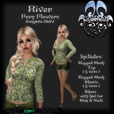 [FPI] River Flowers Fern - Complete Female Outfit with rigged mesh top, shorts; mesh shoes with feet & Hud