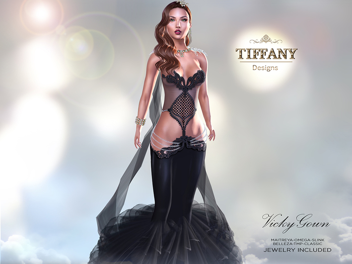 ::TD:: Vicky Gown with Appliers ~ Black