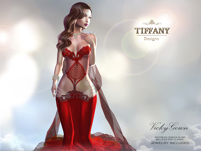 ::TD:: Vicky Gown with Appliers ~ Red