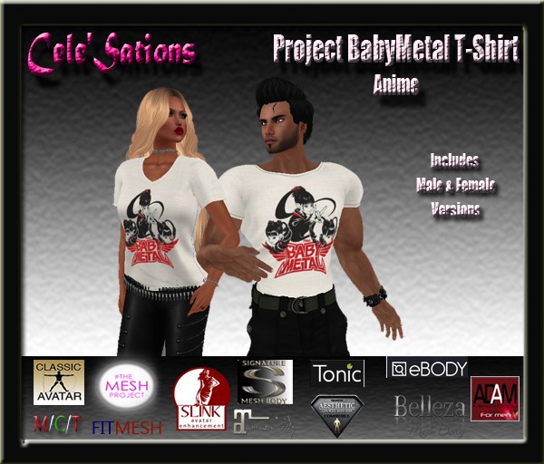 [CS] BabyMetal "Anime" Tees - Maitreya Slink TMP Belleza Adam Tonic Signature Ebody Aesthetic