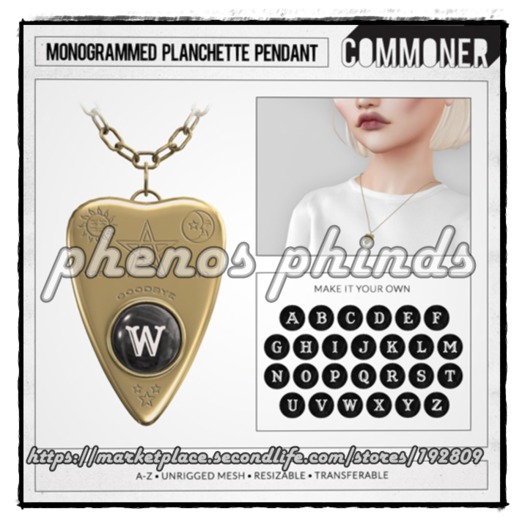 [Commoner] Monogrammed Planchette Pendant / Y (wear)
