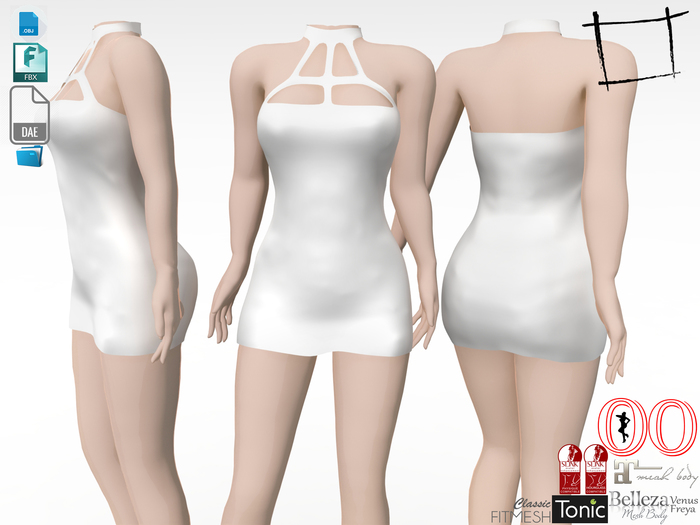 Dae Obj FBX Women's Collar Neck Strapless Cutout Mini Dress Maitreya