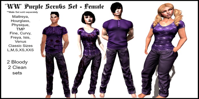 *WW* Purple Scrubs Set - Female  All Sizes Boxed